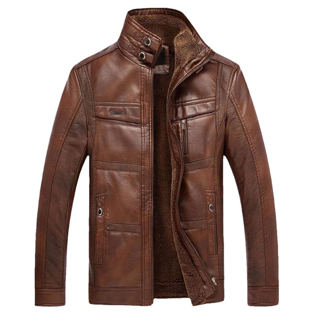 Men tan leather jacket by TF Role Fashion
